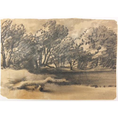 783 - Manner of Thomas Gainsborough - Wooded landscapes, buildings and water, four 18th/19th century Engli... 