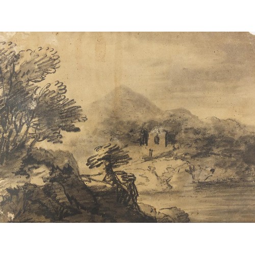 783 - Manner of Thomas Gainsborough - Wooded landscapes, buildings and water, four 18th/19th century Engli... 