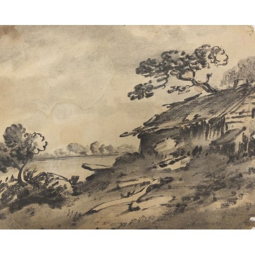 783 - Manner of Thomas Gainsborough - Wooded landscapes, buildings and water, four 18th/19th century Engli... 