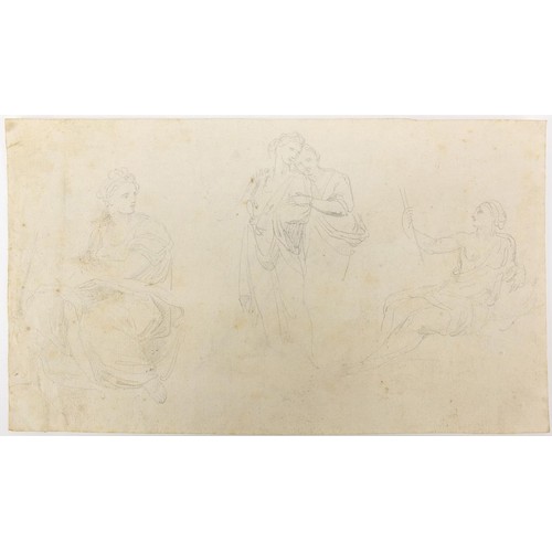 777 - School of George Hayter - Classical figures, children and gentlemen wearing uniform, five pencil dra... 