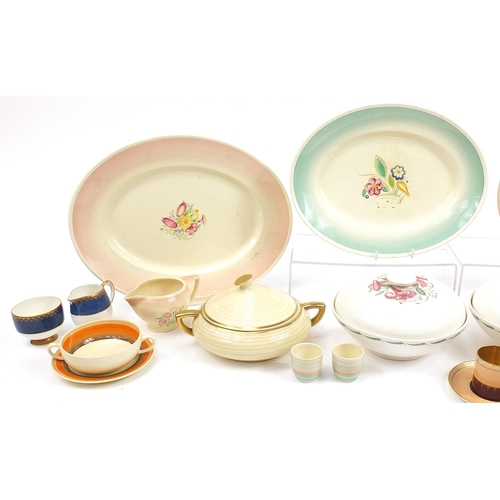 696 - Decorative arts china comprising Susie Cooper, Carlton Ware, Clarice Cliff and Crown Devon