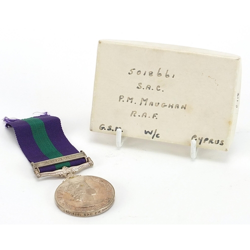 2285 - British military Elizabeth II Palestine medal with box of issue and Cyprus bar awarded to 5018661S.A... 