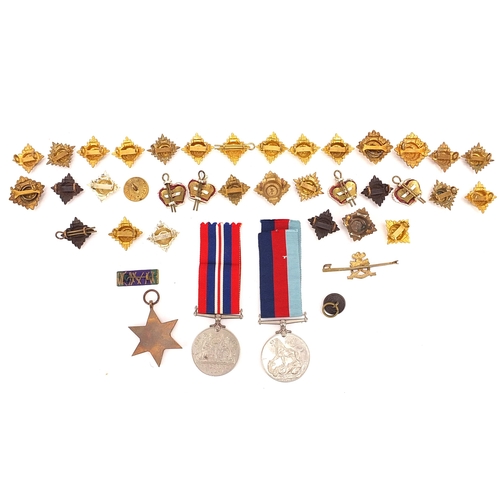 2316 - British military World War II and later militaria including three World War II medals and buttons