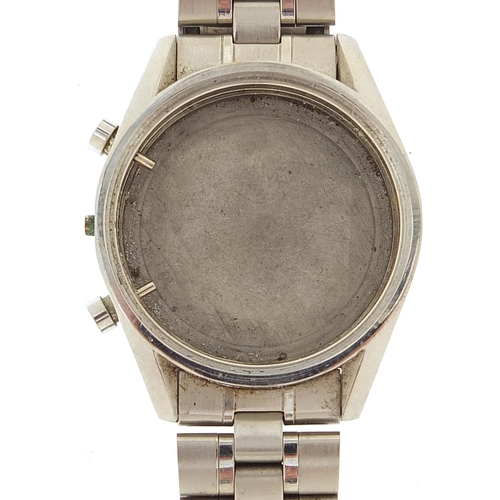 1973 - Tag Heuer, gentlemen's stainless steel wristwatch case with strap, 40mm in diameter