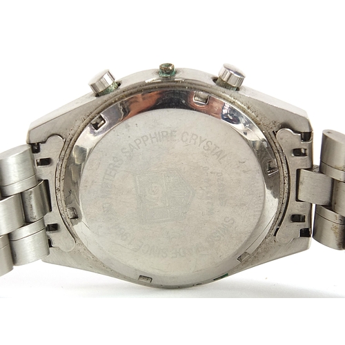 1973 - Tag Heuer, gentlemen's stainless steel wristwatch case with strap, 40mm in diameter