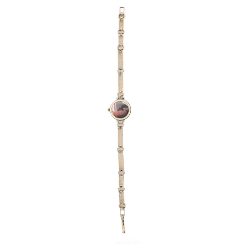 2153 - Carvel, ladies silver wristwatch set with clear stones, 19mm in diameter