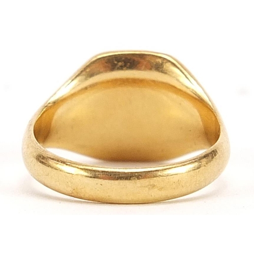 1741 - 18ct gold signet ring engraved with initials, size N, 8.0g