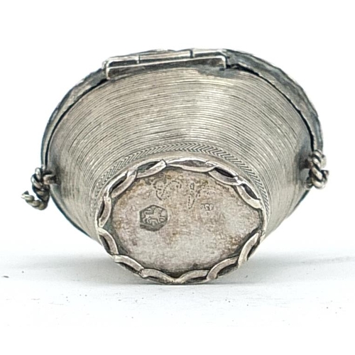 2228 - Antique Dutch silver patch box in the form of a basket of fruit, 4cm high, 16.2g