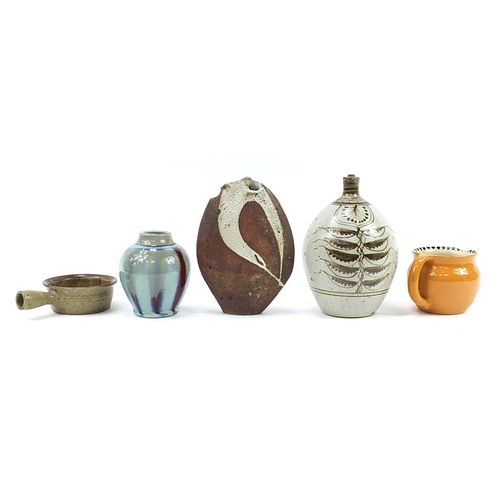 1242 - Studio pottery including a Dora Lunn for Ravenscourt jug, John Maguire vase and Chris Aston Elkesley... 