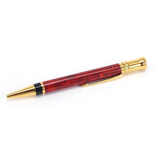 103 - Parker Duofold red marbleised ballpoint pen with case and box