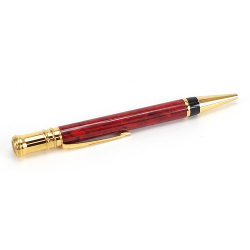 103 - Parker Duofold red marbleised ballpoint pen with case and box