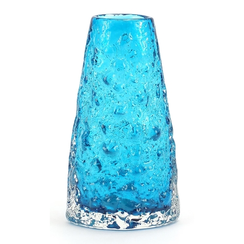 6 - Geoffrey Baxter for Whitefriars, volcano glass vase in kingfisher blue, 18cm high