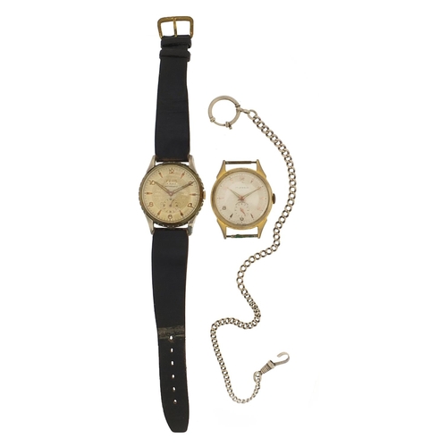 2157 - Two vintage gentlemen's wristwatches and a graduated silver watch chain, 27cm in length