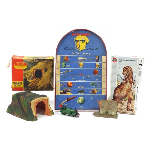 1364 - Vintage toys including Hornby R576 model railway tunnel, Airfix Tyrannosaurus Rex and Dan Dare shuff... 