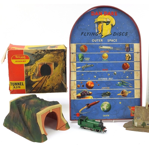 1364 - Vintage toys including Hornby R576 model railway tunnel, Airfix Tyrannosaurus Rex and Dan Dare shuff... 