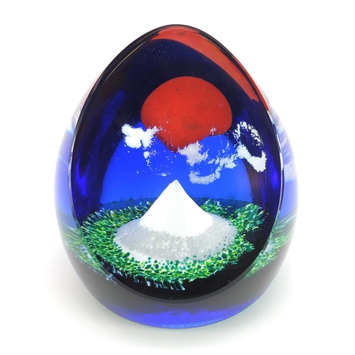 961 - Caithness Fujiyama glass paperweight, limited edition 303/650, 10cm high