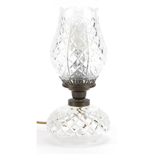 539 - Good quality cut crystal table lamp with shade, probably Waterford, 34cm high