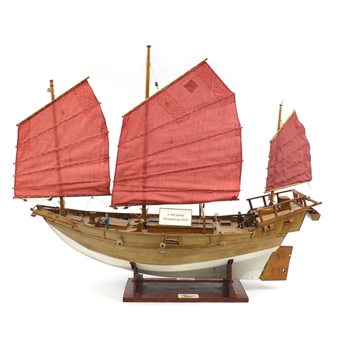 1307 - Large wooden model of a Chinese sea-going Kwangtung junk, 100cm in length