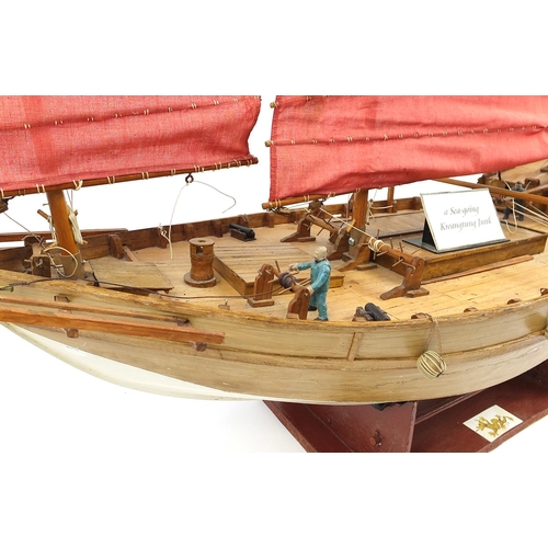 1307 - Large wooden model of a Chinese sea-going Kwangtung junk, 100cm in length