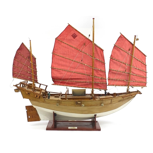 1307 - Large wooden model of a Chinese sea-going Kwangtung junk, 100cm in length