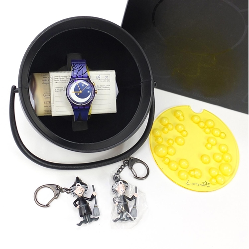 2182 - Swatch, three Swatch Collector's Club wristwatch sets comprising Kidrobot, Chinese Gold Pig and Loom... 