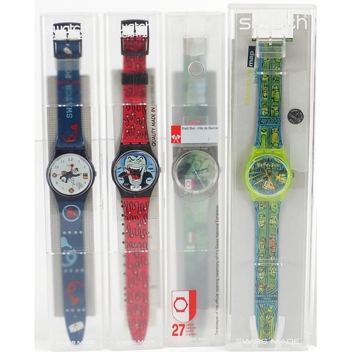 2210 - Swatch, eight Swatch wristwatches with cases including Billy Shake and Stir, Nice Popsies and Jodebo... 