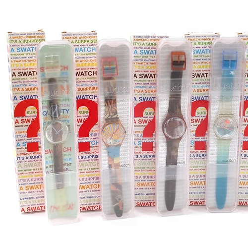 2211 - Swatch, eight Swatch Collector's Club Mystery Swatch wristwatches