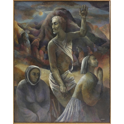 204 - Christine Nisbet - Awakening, oil on canvas, label verso, framed, 102cm x 76cm excluding the frame
P... 