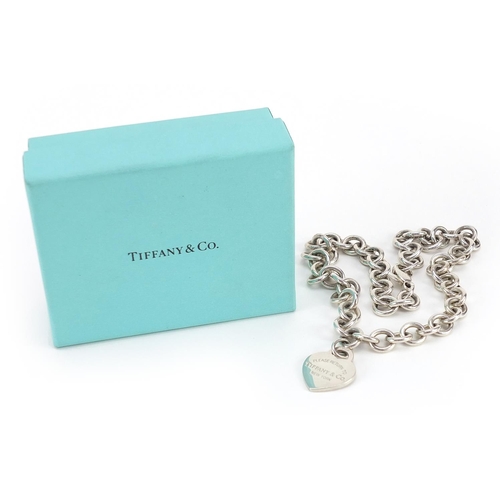 1903 - Tiffany & Co silver love heart necklace with box, 40cm in length, 67.5g