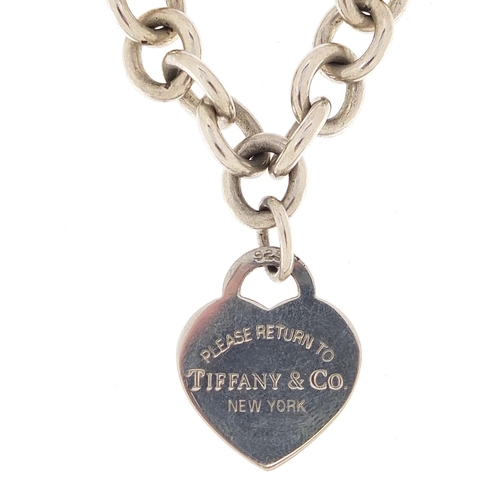 1903 - Tiffany & Co silver love heart necklace with box, 40cm in length, 67.5g