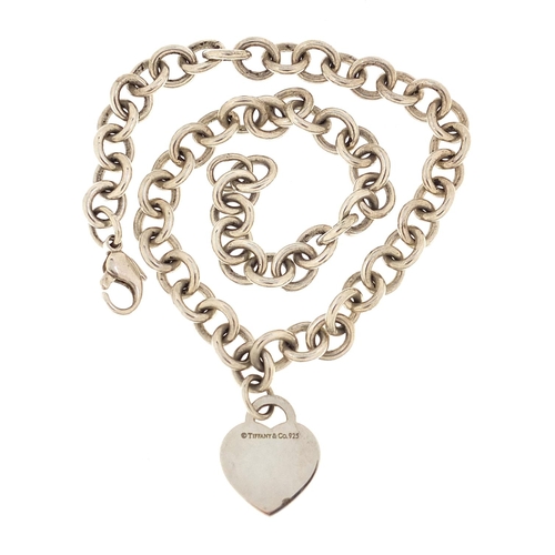 1903 - Tiffany & Co silver love heart necklace with box, 40cm in length, 67.5g