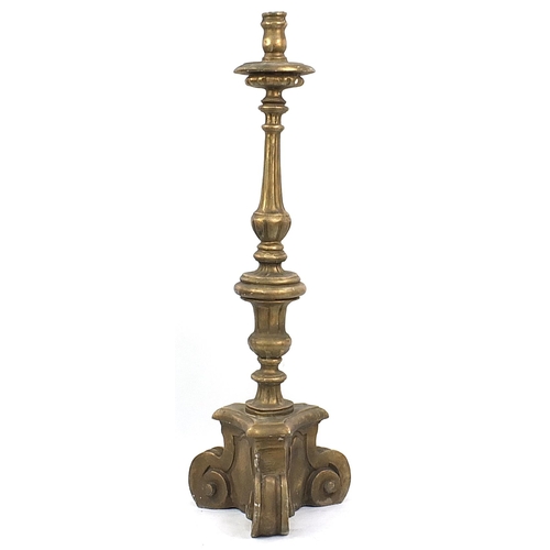 875A - Large gilt floor standing candlestick, 170cm high