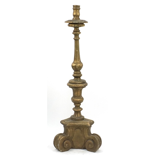 875A - Large gilt floor standing candlestick, 170cm high