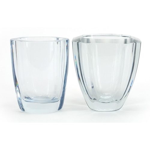 25 - Stromberg, two Scandinavian pale blue glass vases, the largest 14.5cm high