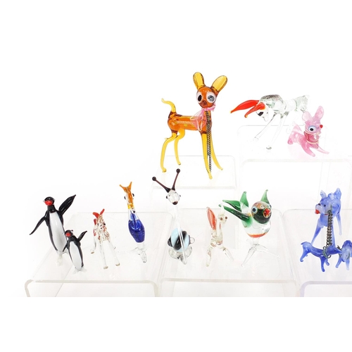 1184 - Collection of Murano style colourful glass animals, the largest 11cm in length