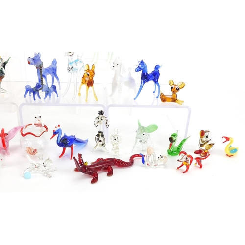 1184 - Collection of Murano style colourful glass animals, the largest 11cm in length