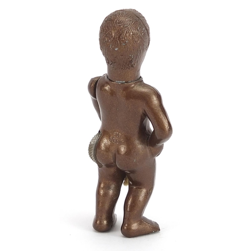 131 - Novelty painted metal lighter in the form of a nude boy, marks to the reverse, 8cm high