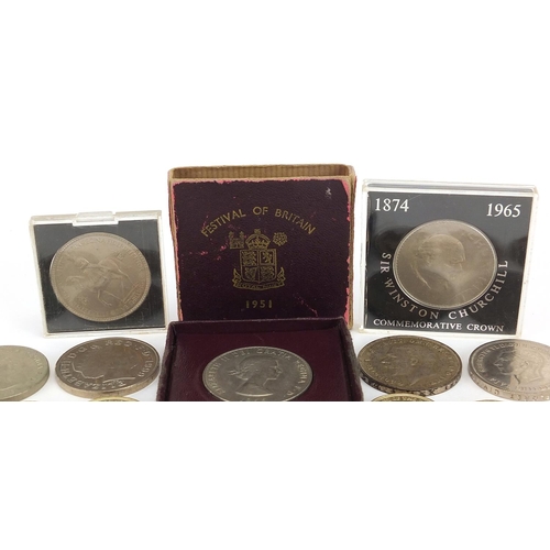 1628 - British coinage including 1935 Rocking Horse crown, five pound, two pound and one pound coins