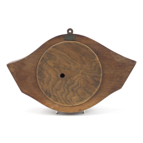 2331 - Military interest hardwood propeller converted to wall barometer with enamelled dial, 38cm wide