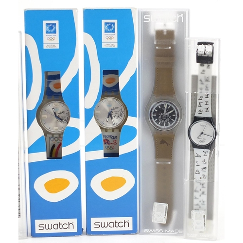 2206 - Swatch, six Swatch Collector's Club Olympic wristwatches with boxes and cases