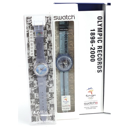 2209 - Swatch, six Swatch Collector's Club Olympic wristwatches with boxes and cases