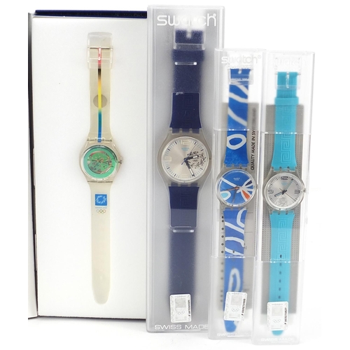 2209 - Swatch, six Swatch Collector's Club Olympic wristwatches with boxes and cases