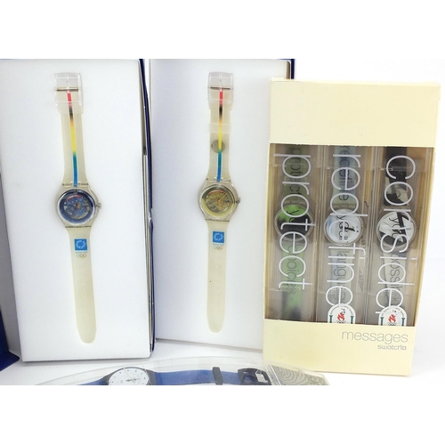 2192 - Swatch, six Swatch Collector's Club Olympic wristwatches with boxes and cases