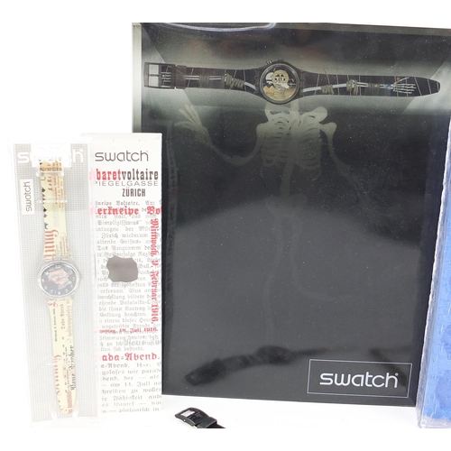 2189 - Swatch, four Swatch Collector's Club wristwatches and a pair of Swatch watch cufflinks