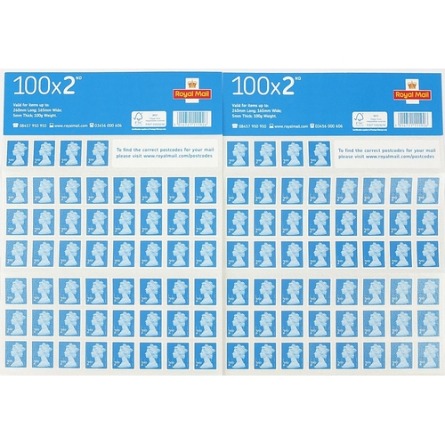 1546 - Two sheets of one hundred Royal Mail second class stamps