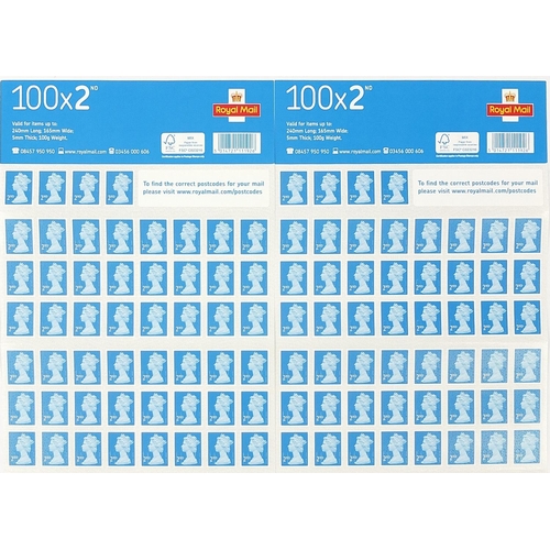 1547 - Two sheets of one hundred Royal Mail second class stamps