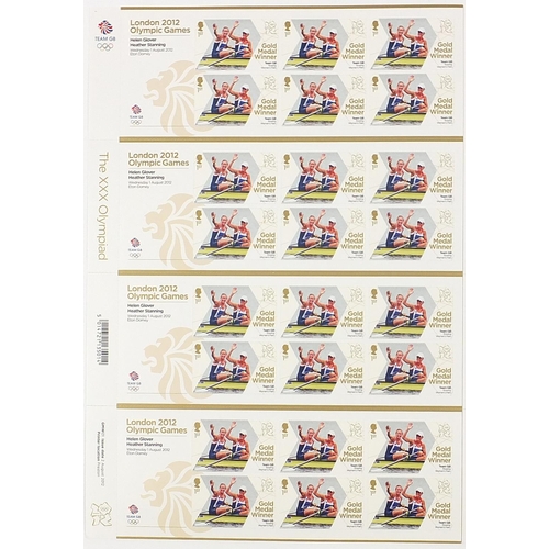 1555 - Two sheets of twenty four Royal Mail first class London 2012 Olympic games stamps