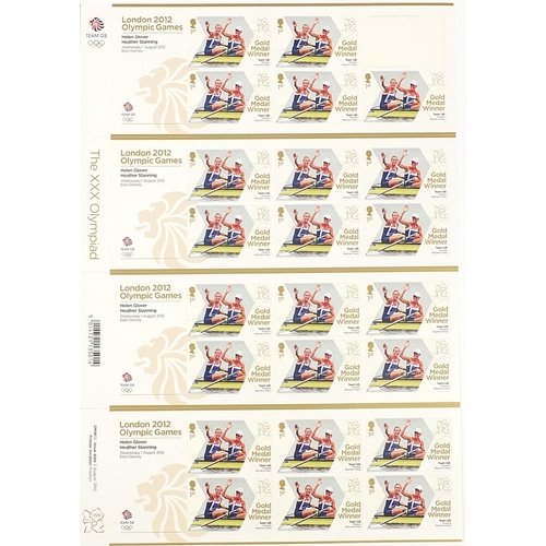 1555 - Two sheets of twenty four Royal Mail first class London 2012 Olympic games stamps