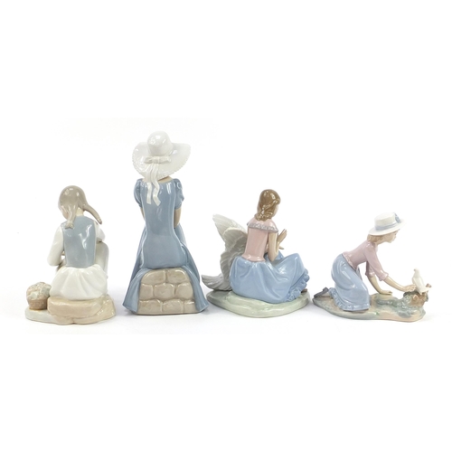 557 - Four Nao porcelain figurines including Girl with a Swan, the largest 28cm high