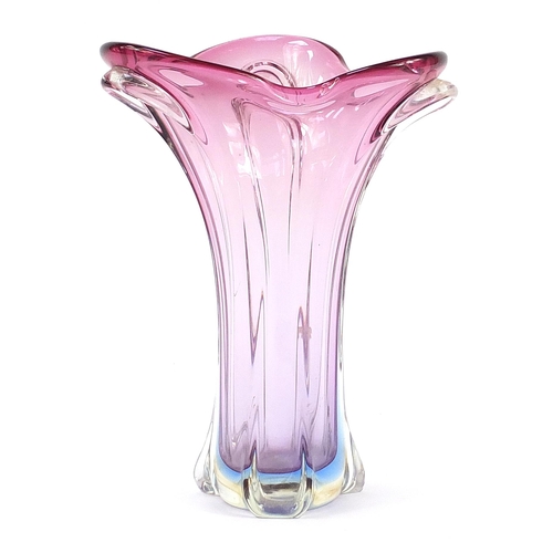 1068 - Large amethyst art glass vase, 34cm high